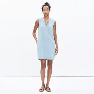 Madewell chambray lace up shift dress